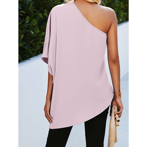 Off the shoulder One Shoulder Batwing Sleeve Blouse boho burgundy - Picture 6 of 10